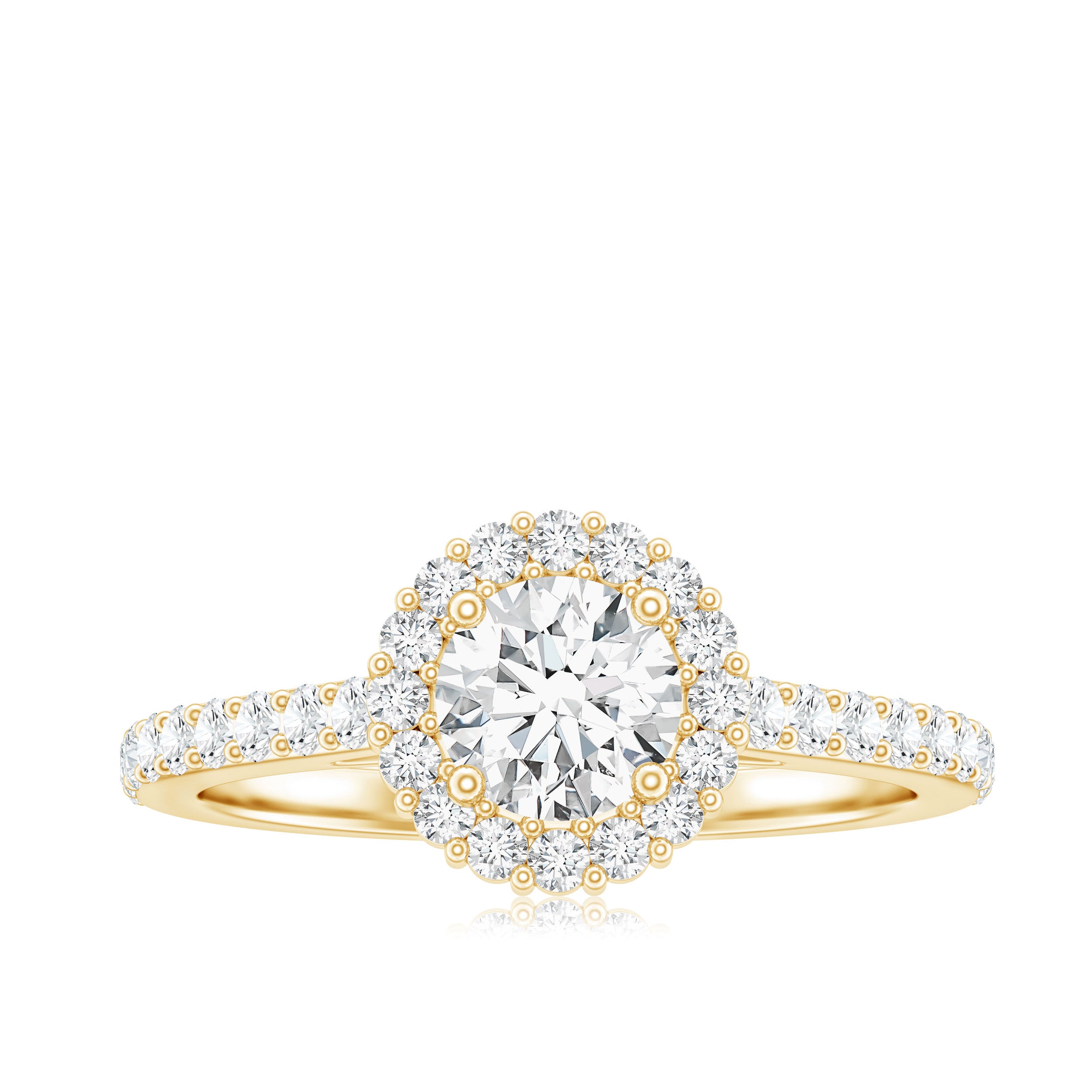 Classic Moissanite Halo Engagement Ring D-VS1 - Rosec Jewels