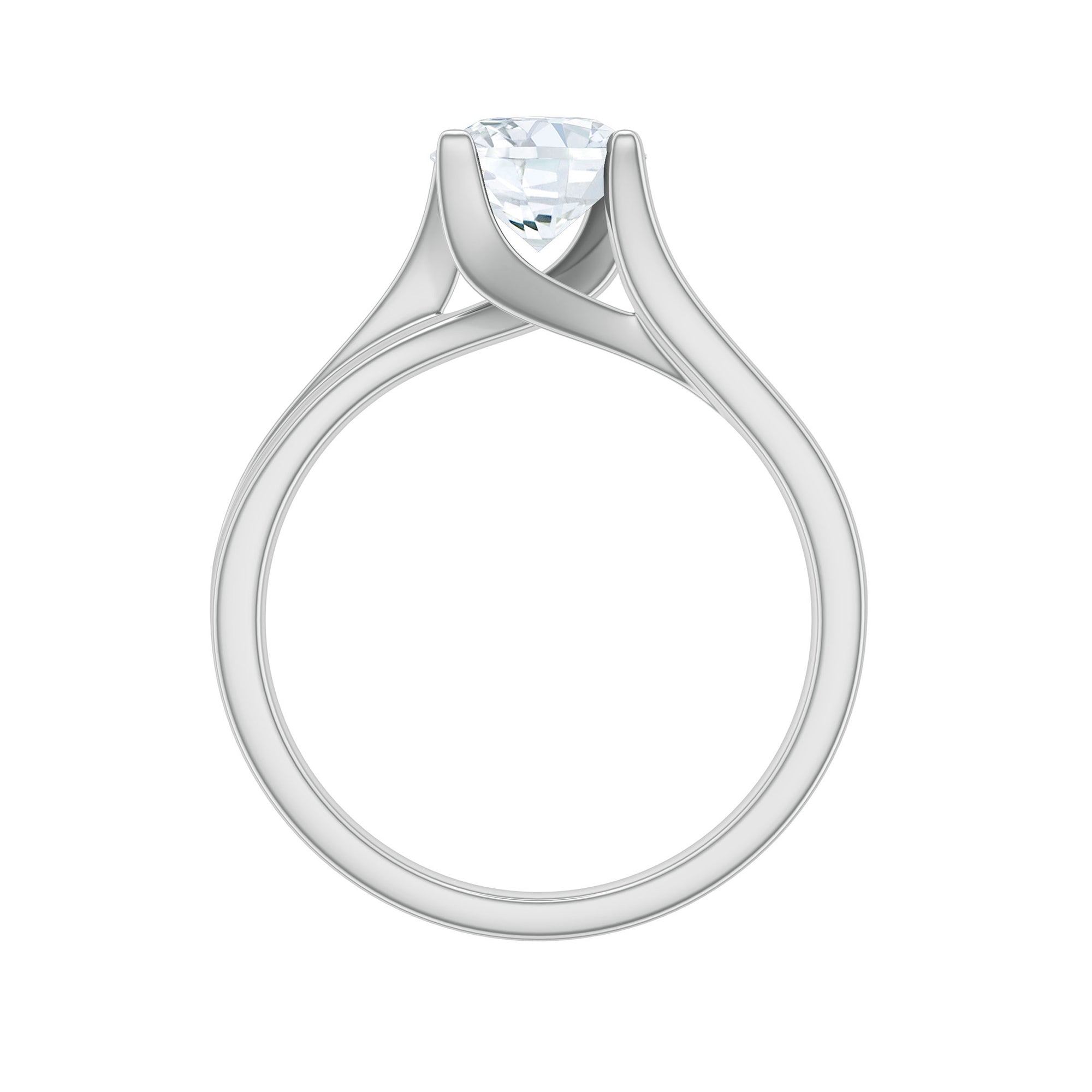 7 MM Round Moissanite Solitaire Engagement Ring in Reverie Setting D-VS1 - Rosec Jewels