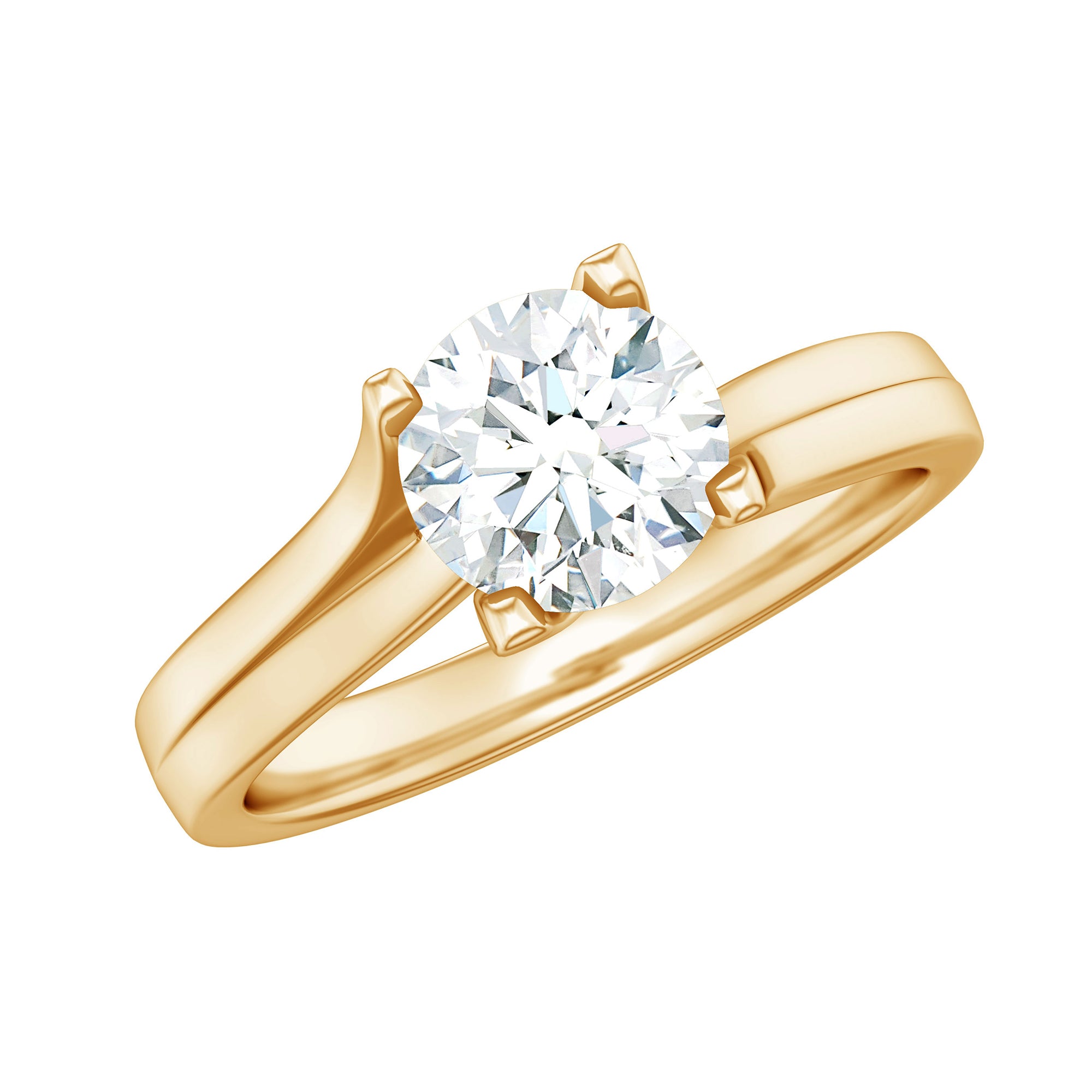 7 MM Round Moissanite Solitaire Engagement Ring in Reverie Setting D-VS1 - Rosec Jewels
