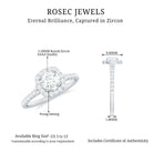 Cubic Zirconia Halo Engagement Ring with Certificate AAAA - Rosec Jewels