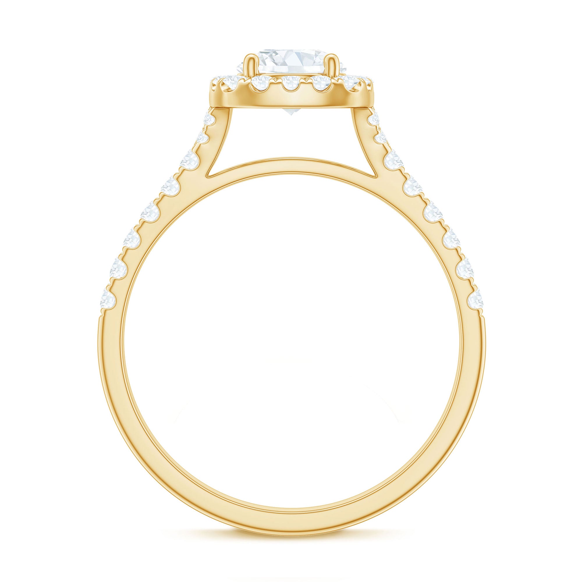Cubic Zirconia Halo Engagement Ring with Certificate AAAA - Rosec Jewels