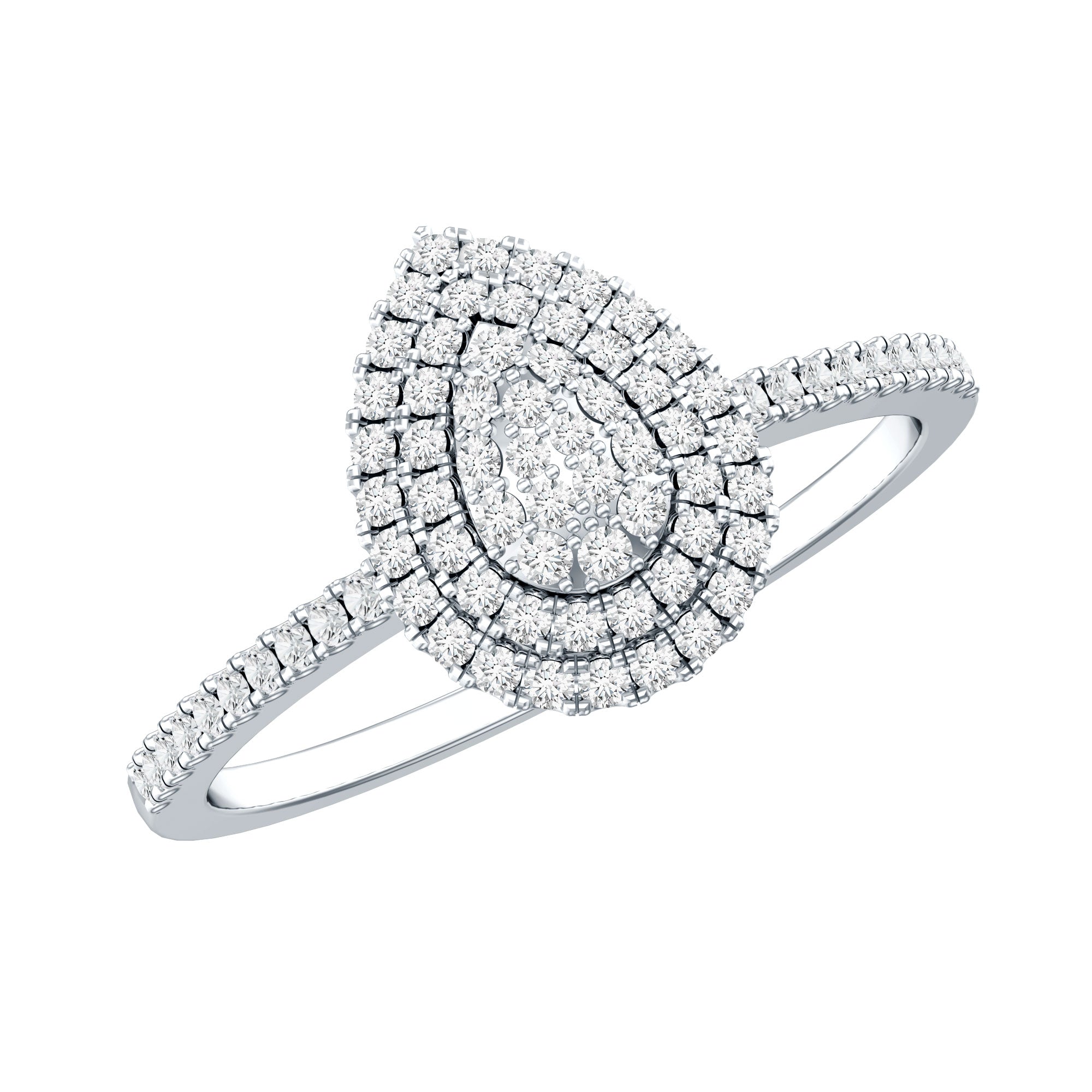 Diamond Pear Shaped Engagement Ring Natural - ( HI-SI ) - Rosec Jewels
