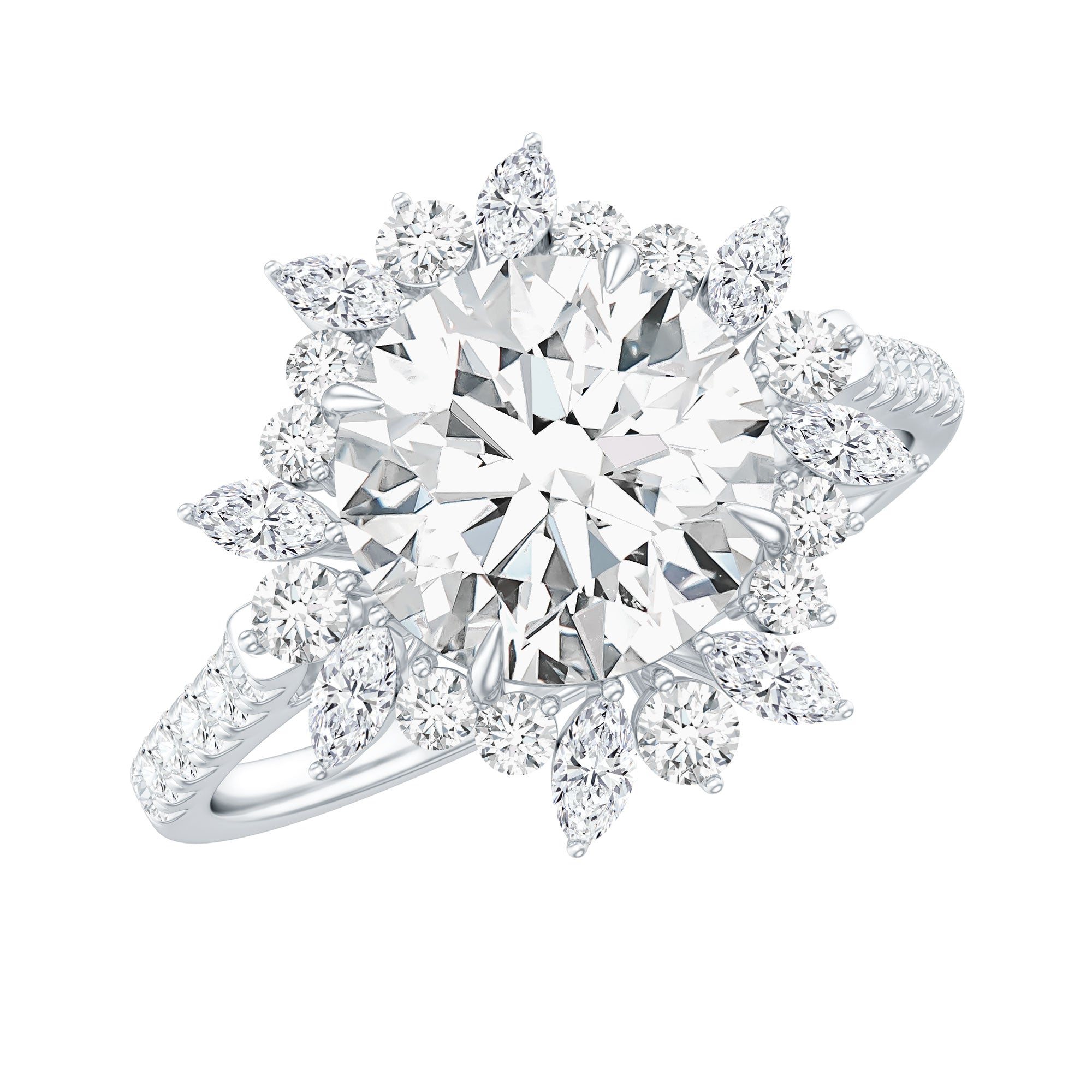 Certified Round Moissanite Halo Engagement Ring for Her