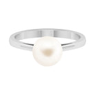 7.4 Carat Freshwater White Pearl Solitaire Engagement Ring AAA - Rosec Jewels