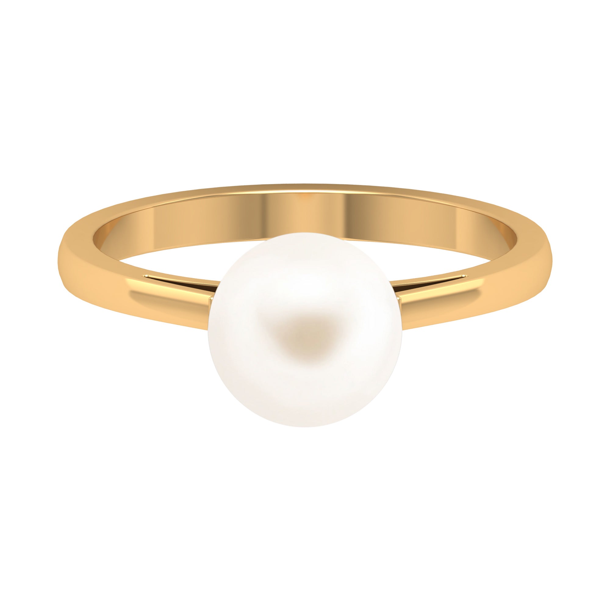 7.4 Carat Freshwater White Pearl Solitaire Engagement Ring AAA - Rosec Jewels