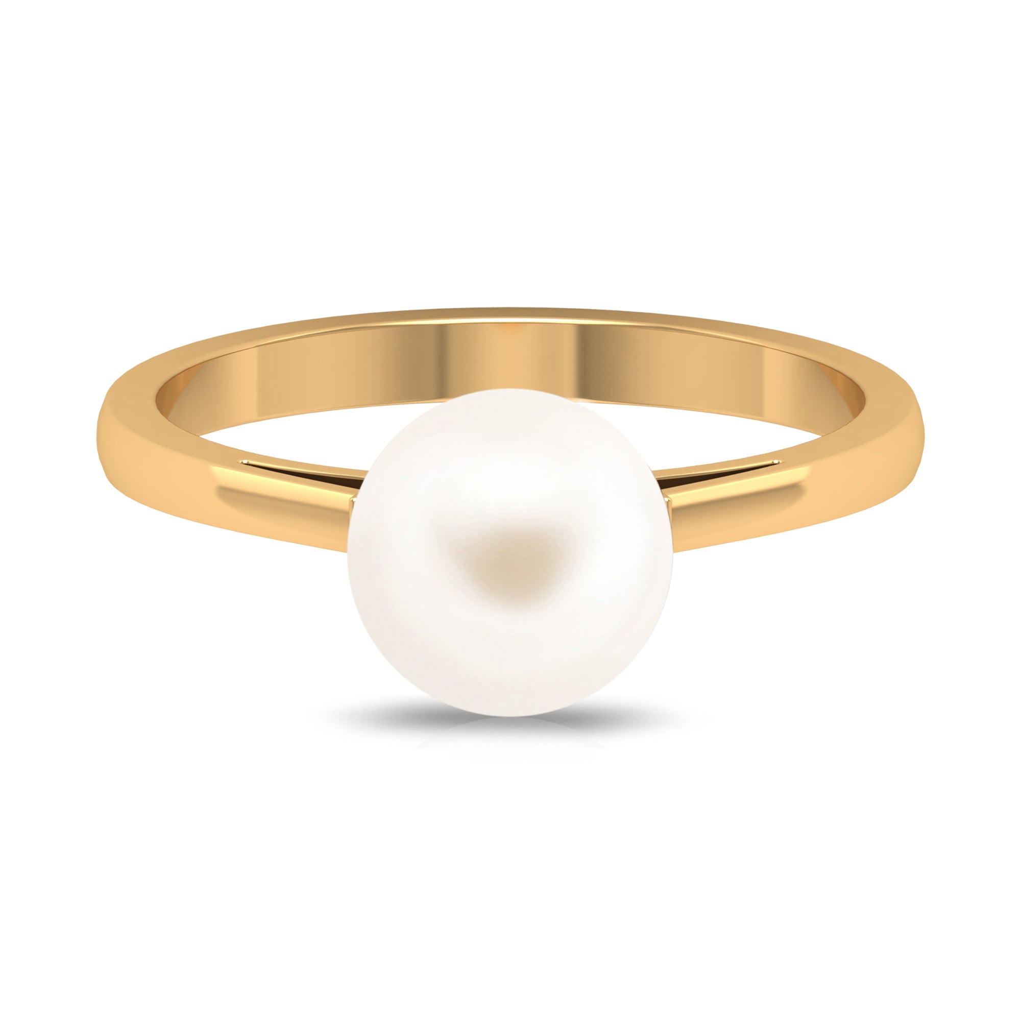 7.4 Carat Freshwater White Pearl Solitaire Engagement Ring AAA - Rosec Jewels