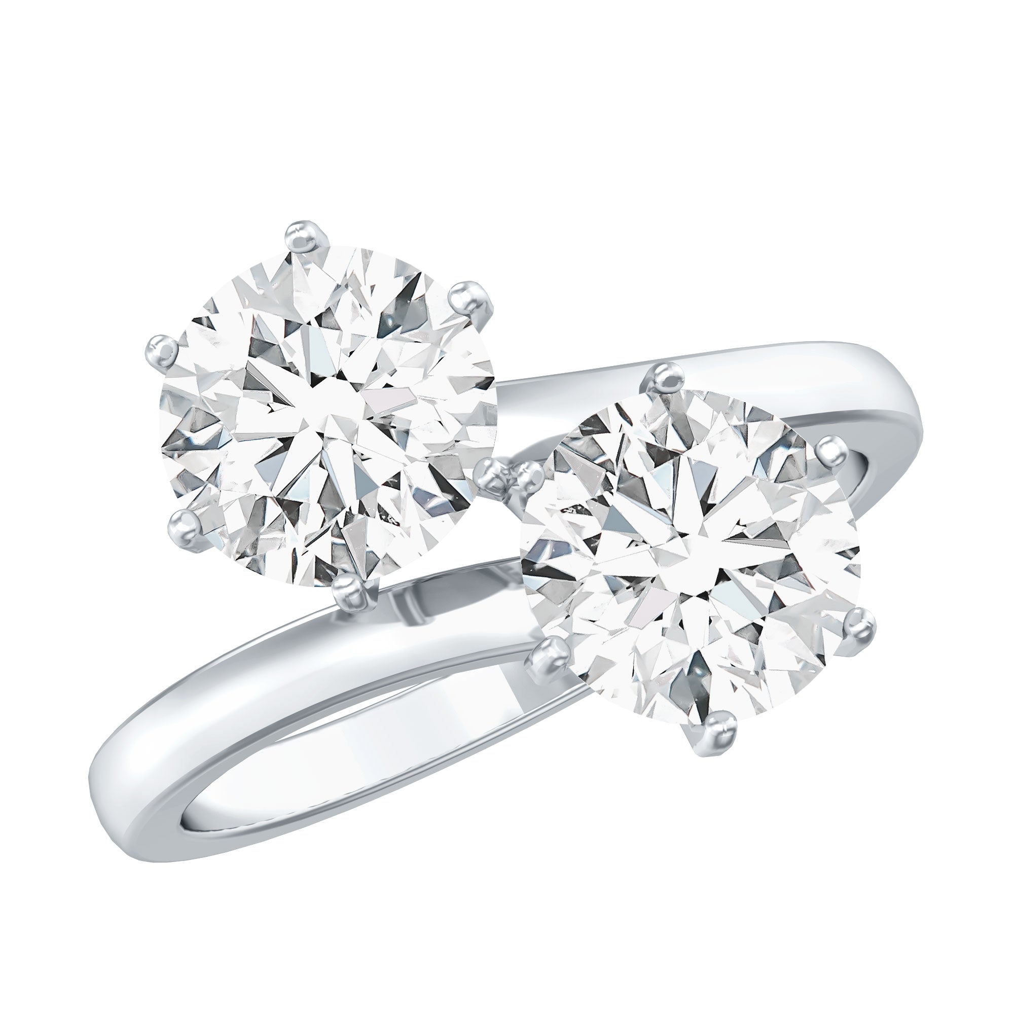 7 MM Round Certified Moissanite Toi et Moi Engagement Ring D-VS1 - Rosec Jewels