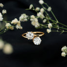 7 MM Round Certified Moissanite Toi et Moi Engagement Ring D-VS1 - Rosec Jewels