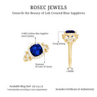 Rosec Jewels-3.5 CT Cushion Cut Created Blue Sapphire Engagement Ring with Diamond Accent
