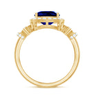 Rosec Jewels-3.5 CT Cushion Cut Created Blue Sapphire Engagement Ring with Diamond Accent