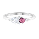 Pink Tourmaline and Moissanite Cluster Promise Ring AAA - Rosec Jewels