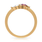 Pink Tourmaline and Moissanite Cluster Promise Ring AAA - Rosec Jewels