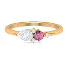 Pink Tourmaline and Moissanite Cluster Promise Ring AAA - Rosec Jewels