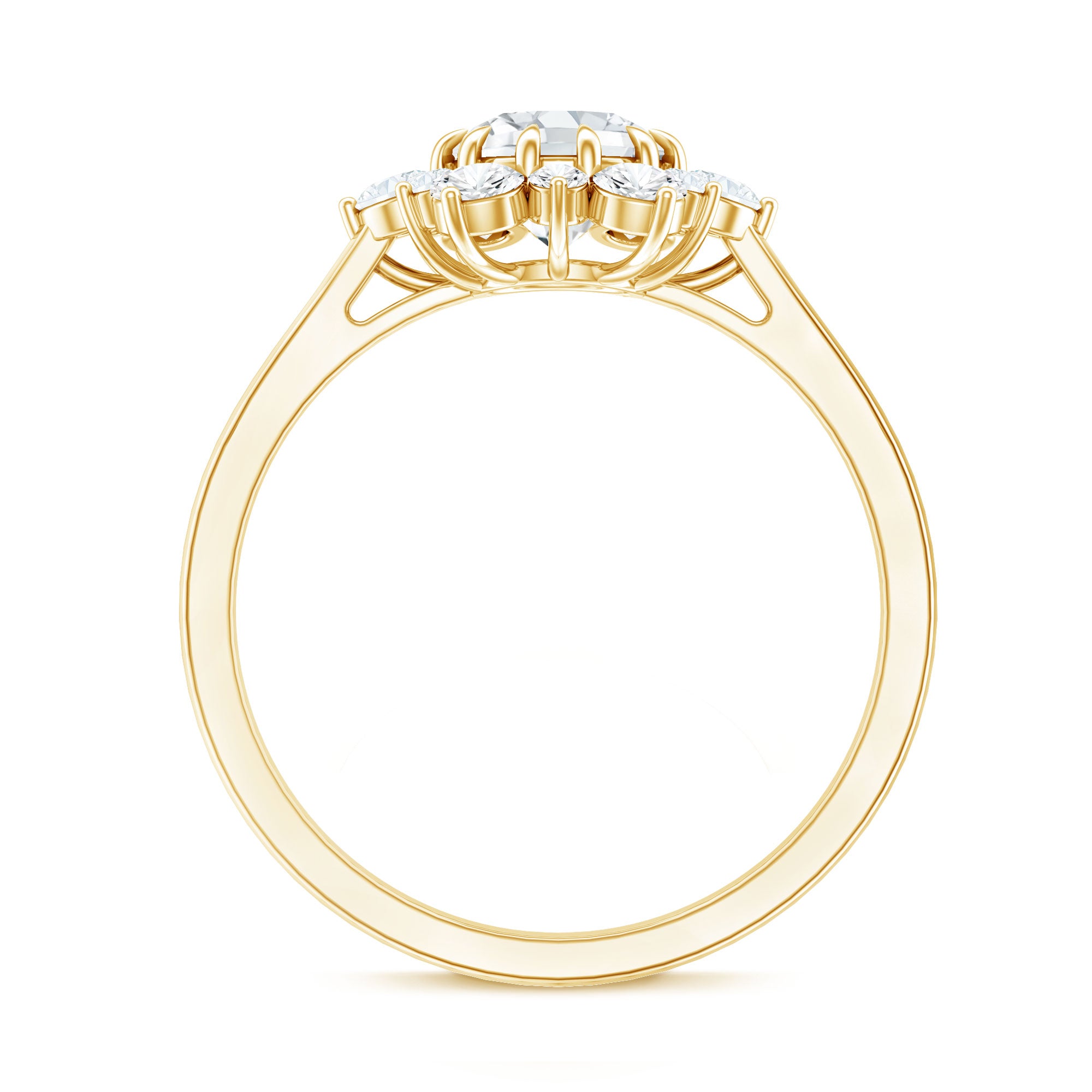 Claw Set Moissanite Halo Engagement Ring with Certificate D-VS1 - Rosec Jewels