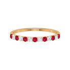 3/4 CT Created Ruby and Moissanite Enhancer Band Ring Lab Created Ruby - ( AAAA ) - Quality - Rosec Jewels