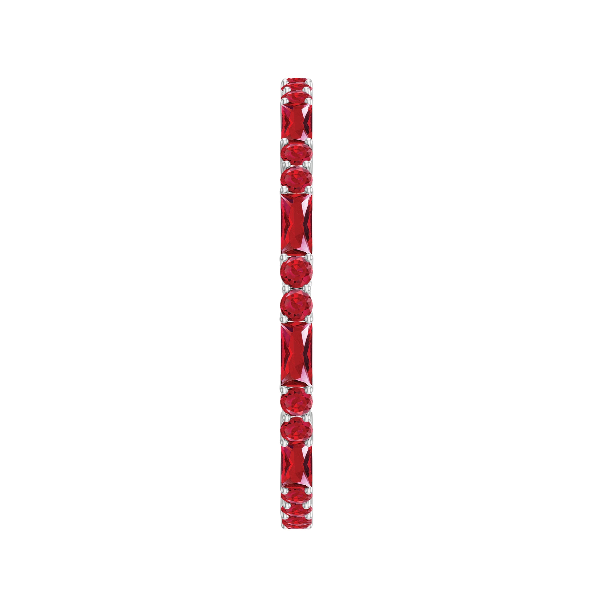 1 CT Baguette and Round Created Ruby Full Eternity Ring AAAA - Rosec Jewels