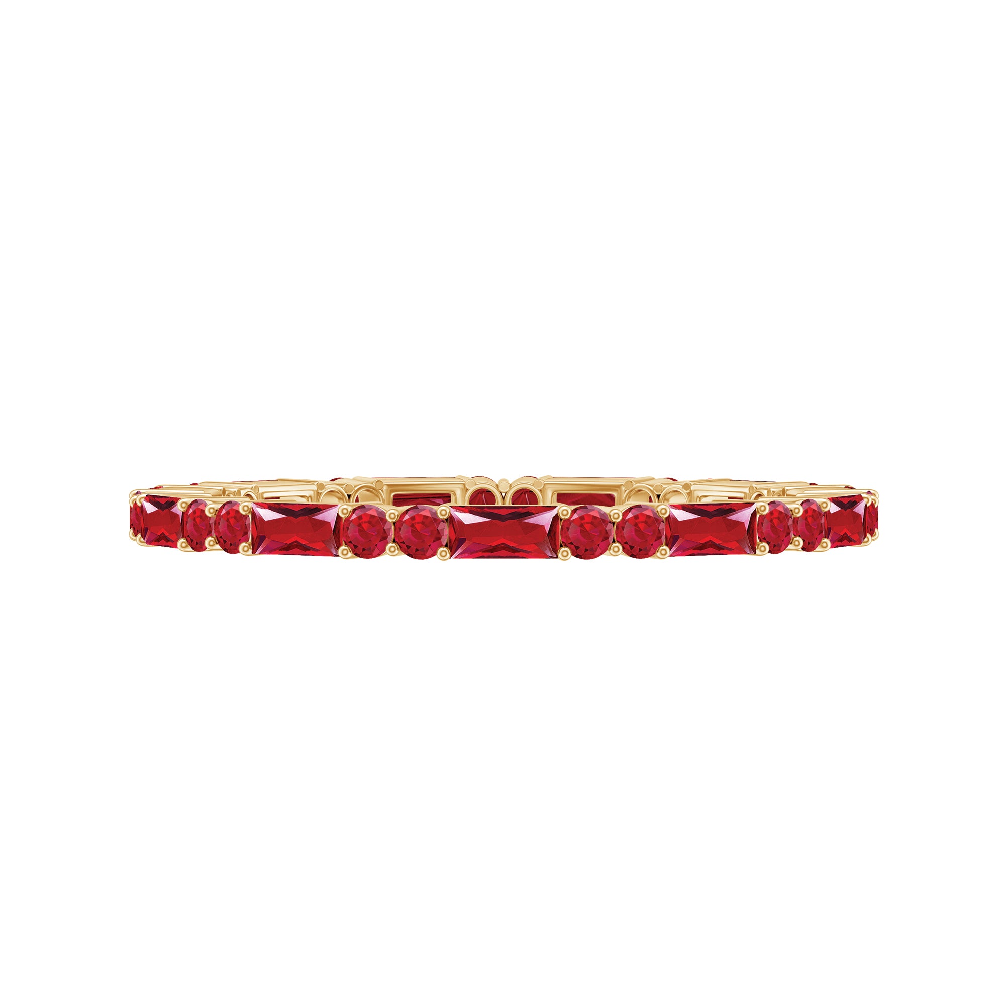 1 CT Baguette and Round Created Ruby Full Eternity Ring AAAA - Rosec Jewels