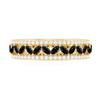 Certified Lab Grown Black Diamond Wedding Band Ring with Moissanite AAAA ( Synthetic ) - Rosec Jewels