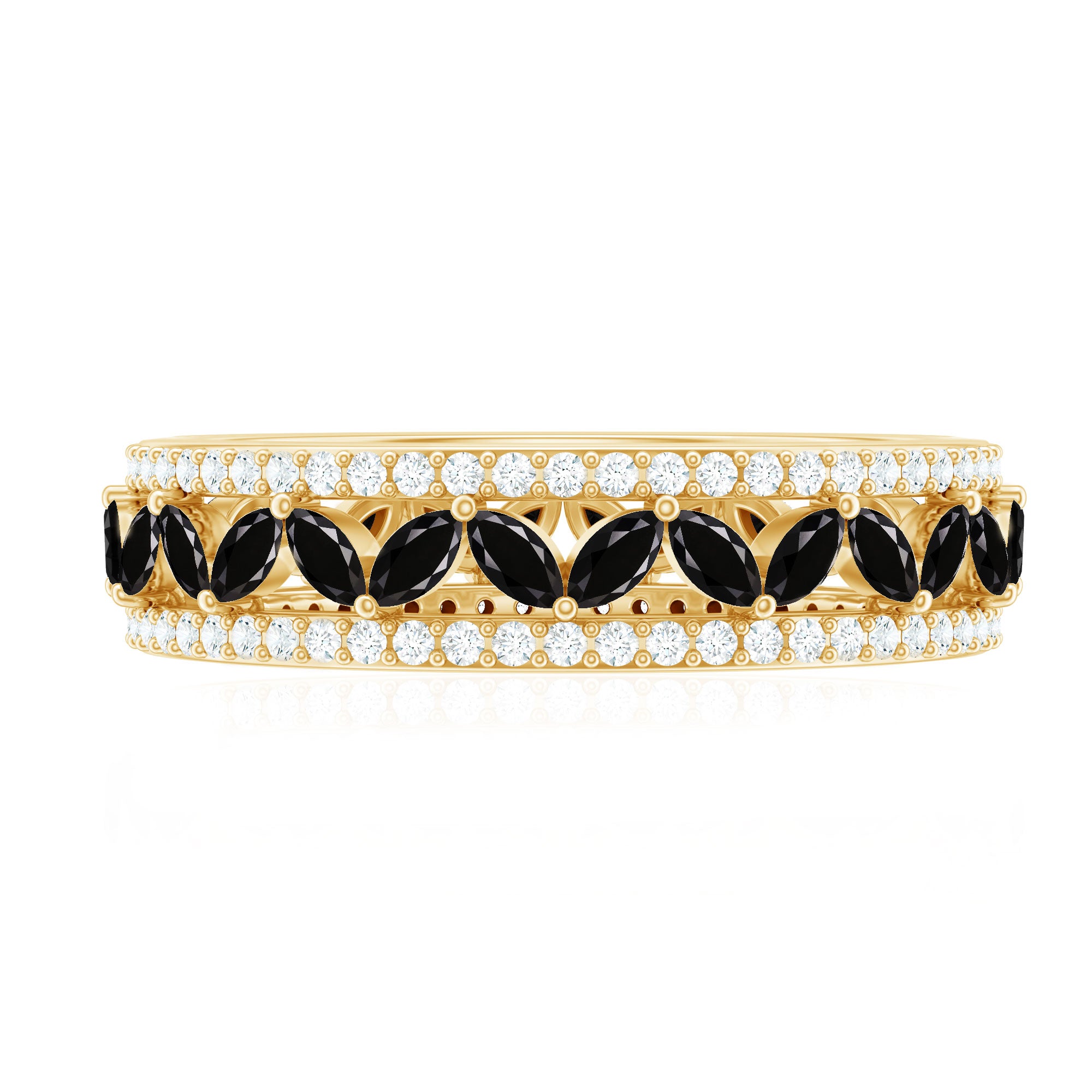 Certified Lab Grown Black Diamond Wedding Band Ring with Moissanite AAAA ( Synthetic ) - Rosec Jewels