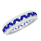 1.25 CT Elegant Created Blue Sapphire and Diamond Wedding Band Ring AAAA - Rosec Jewels