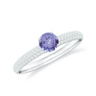 Rosec Jewels-Natural Tanzanite Engagement Ring with Pave Diamond Side Stones