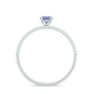 Rosec Jewels-Natural Tanzanite Engagement Ring with Pave Diamond Side Stones