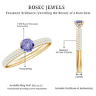 Rosec Jewels-Natural Tanzanite Engagement Ring with Pave Diamond Side Stones