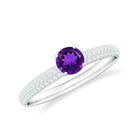 Natural Amethyst Engagement Ring with Diamond for Women AAA - Rosec Jewels