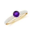 Natural Amethyst Engagement Ring with Diamond for Women AAA - Rosec Jewels