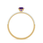 Natural Amethyst Engagement Ring with Diamond for Women AAA - Rosec Jewels