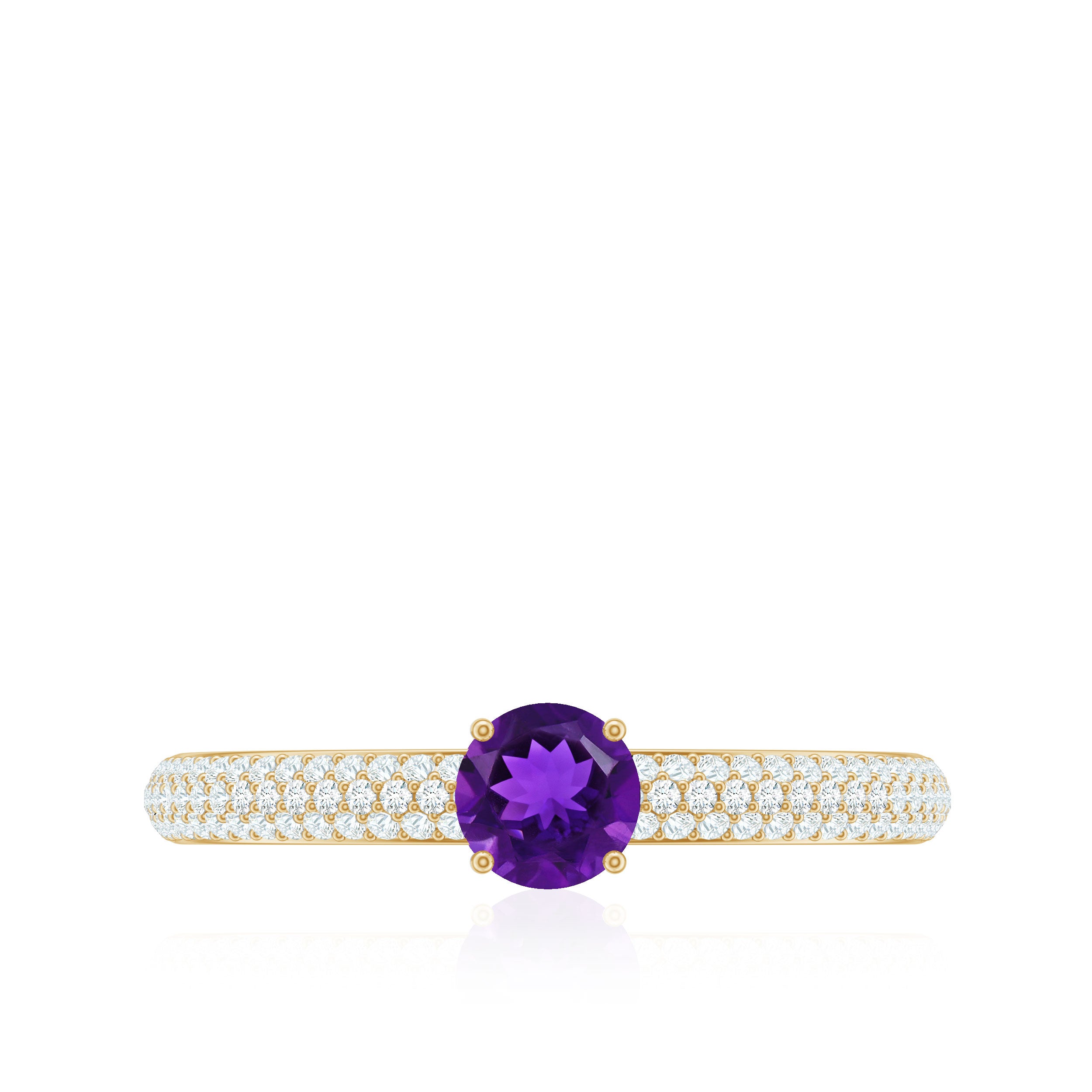 Natural Amethyst Engagement Ring with Diamond for Women AAA - Rosec Jewels