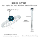 5mm London Blue Topaz Solitaire Promise Ring with Diamond AAA - Rosec Jewels