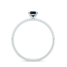 5mm London Blue Topaz Solitaire Promise Ring with Diamond AAA - Rosec Jewels