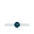5mm London Blue Topaz Solitaire Promise Ring with Diamond AAA - Rosec Jewels