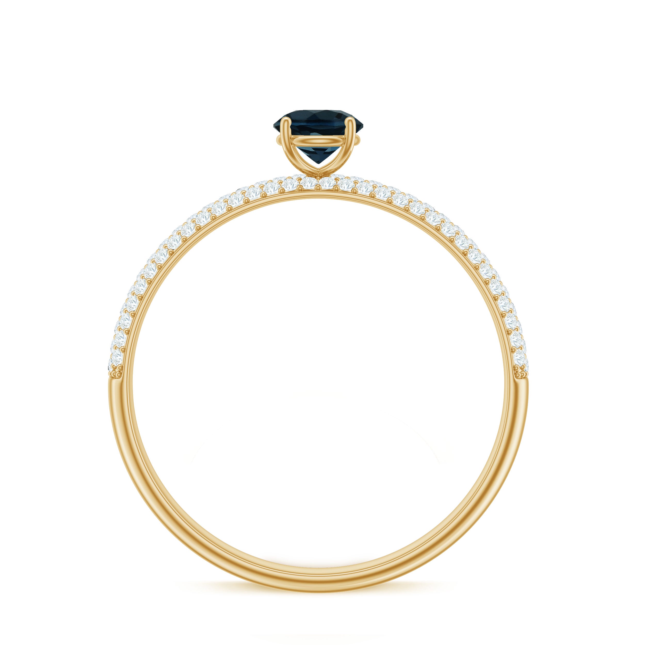 5mm London Blue Topaz Solitaire Promise Ring with Diamond AAA - Rosec Jewels