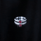 Rosec Jewels-Lab Created Ruby Solitaire Ring with Moissanite Side Stones
