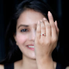 Rosec Jewels-Lab Created Ruby Solitaire Ring with Moissanite Side Stones