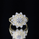 Certified Moissanite Statement Flower Engagement Ring D-VS1 - Rosec Jewels