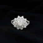 Certified Moissanite Statement Flower Engagement Ring D-VS1 - Rosec Jewels