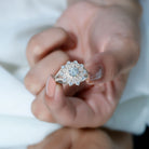 Certified Moissanite Statement Flower Engagement Ring D-VS1 - Rosec Jewels