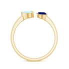 Rosec Jewels-Natural Heart Shape Ethiopian Opal and Blue Sapphire 2 Stone Promise Ring