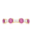 Alternate Semi Eternity Ring with Pink Tourmaline and Diamond AAA - Rosec Jewels
