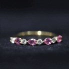 Natural Pink Tourmaline and Diamond Wedding Band For Her AAA - Rosec Jewels