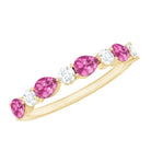 Natural Pink Tourmaline and Diamond Wedding Band For Her AAA - Rosec Jewels