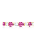 Natural Pink Tourmaline and Diamond Wedding Band For Her AAA - Rosec Jewels