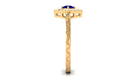 Rosec Jewels-3/4 CT Minimal Blue Sapphire and Diamond Ring with Textured Details