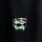 Natural Pear Emerald and Diamond Infinity Promise Ring AAA - Rosec Jewels