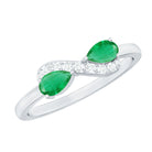 Natural Pear Emerald and Diamond Infinity Promise Ring AAA - Rosec Jewels