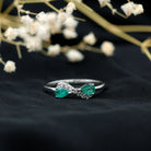Natural Pear Emerald and Diamond Infinity Promise Ring AAA - Rosec Jewels