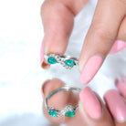 Natural Pear Emerald and Diamond Infinity Promise Ring AAA - Rosec Jewels